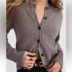 Madewell Cashmere Button-Front Cardigan Sweater in Mink Hthr size medium